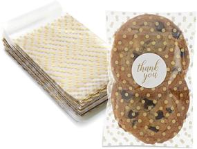 img 4 attached to 🍪 250 Pack Gold Polka Dot Cookie Bags with Thank You Stickers: Perfect Party Favors (4x6 In)