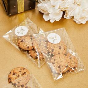 img 3 attached to 🍪 250 Pack Gold Polka Dot Cookie Bags with Thank You Stickers: Perfect Party Favors (4x6 In)