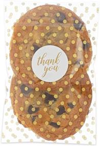 img 2 attached to 🍪 250 Pack Gold Polka Dot Cookie Bags with Thank You Stickers: Perfect Party Favors (4x6 In)