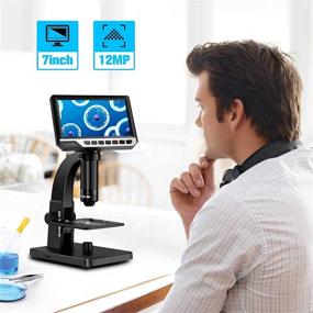 img 1 attached to 🔬 HD 7-Inch LCD Digital Microscope with 32GB, 50-2000X Magnification, 12MP Camera for Science Observation, Coin, PCB, and Plant Studies