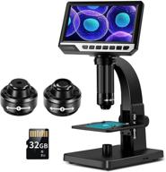 🔬 hd 7-inch lcd digital microscope with 32gb, 50-2000x magnification, 12mp camera for science observation, coin, pcb, and plant studies logo