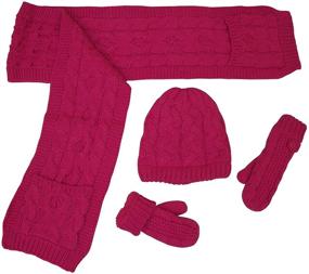 img 1 attached to 🧣 N'Ice Caps Girls Warm Sherpa Lined Cable Knit Hat/Scarf/Mitten Set: Cozy and Stylish Winter Accessories