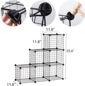 img 3 attached to 📚 YCOCO Wire Storage Cubes - Metal Grids Bookshelf - Modular Shelving Units - Stackable Bookcase - Cube Storage 6-Cube Closet Organizer - Storage Shelves for Home, Office, and Kids Room - Black