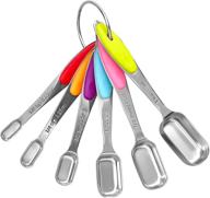 👨 accurate and stylish: chefrock stainless steel measuring spoons set of 6 - perfect for narrow spice jars logo