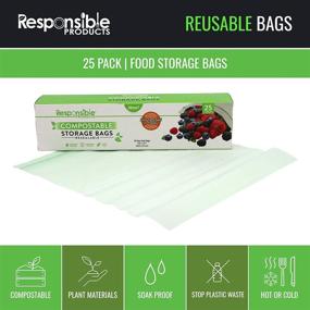 img 2 attached to 🌱 25 Pack of Home Compostable Gallon Zip Bags: Resealable, Extra Strength Biodegradable Bags, Made from Plant-Based Materials, Freezer-Safe