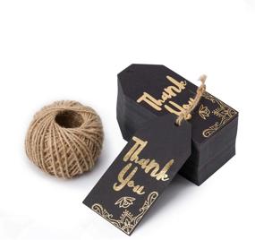 img 4 attached to 🏷️ 100PCS Black Kraft Thank You Gift Tags with String & Natural Jute Twine - Perfect for Weddings, Baby Showers, and Parties