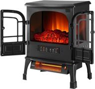 infrared quartz electric fireplace stove: realistic flame, 12h timer, thermostat, overheating protection - portable space heater with outdoor basics logo
