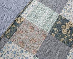 img 2 attached to SLPR Wildflowers 2-Piece Patchwork Cotton Bedding Quilt Set - Twin with 1 Sham in Blue Country Style - Quilted Bedspread