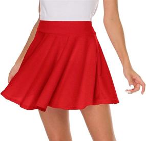 img 4 attached to 👗 Solid Flared Casual Mini Pleated Skater Skirt by Sinono - Stretchy & Stylish