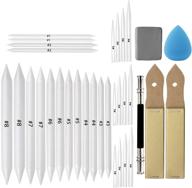 🖌️ complete 33 pcs art blending stumps and tortillions set with sketch sandpaper, pencil sharpener, extension tool, kneaded eraser, and sponge - all-in-one sketch drawing tool set for students logo