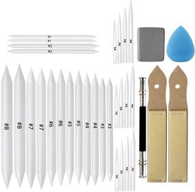 img 4 attached to 🖌️ Complete 33 Pcs Art Blending Stumps and Tortillions Set with Sketch Sandpaper, Pencil Sharpener, Extension Tool, Kneaded Eraser, and Sponge - All-in-One Sketch Drawing Tool Set for Students