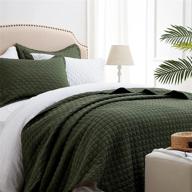 🌿 sunstyle home olive green king quilt set - lightweight bedspread, soft reversible coverlet for all seasons - 3pcs army green diamond quilted bedding sets (1 quilt, 2 pillow shams) - 106"x96 logo