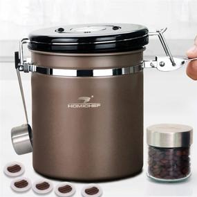 img 4 attached to ☕ HOMICHEF 16 oz BROWN Stainless Steel Coffee Canister - Airtight Storage with Scoop & Co2 Valve