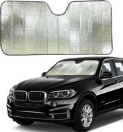 🌞 econour accordion car sun shade – front windshield protector to block harmful uv rays and keep your vehicle cool – automotive sunshade to beat sun heat – large size (28" x 58") logo