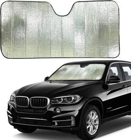 img 4 attached to 🌞 EcoNour Accordion Car Sun Shade – Front Windshield Protector to Block Harmful UV Rays and Keep Your Vehicle Cool – Automotive Sunshade to Beat Sun Heat – Large Size (28" x 58")