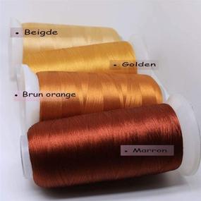 img 1 attached to 🧵 ACRAFT 4-Piece Set: Polyester Embroidery Thread in Brown, Gold, Beige, & Yellow - Ideal for Commercial & Home Embroidery/Sewing Machines - Each Spool Offers 3608 Yards (3300M)