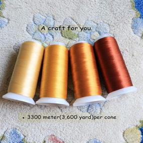img 3 attached to 🧵 ACRAFT 4-Piece Set: Polyester Embroidery Thread in Brown, Gold, Beige, & Yellow - Ideal for Commercial & Home Embroidery/Sewing Machines - Each Spool Offers 3608 Yards (3300M)