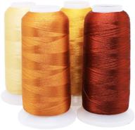 🧵 acraft 4-piece set: polyester embroidery thread in brown, gold, beige, & yellow - ideal for commercial & home embroidery/sewing machines - each spool offers 3608 yards (3300m) logo