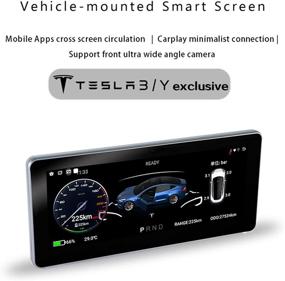 img 1 attached to 🚗 Hansshow Tesla Model 3/Model Y 10.25" Steering Console with Mono Audio Backup & Camera: Apple Carplay, WiFi, GPS, Bluetooth & OTA Upgrades