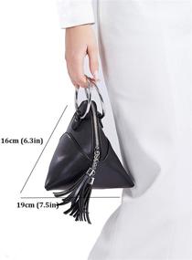 img 3 attached to Chic and Trendy LIZHIGU Tassel Evening 👛 Clutch: Stylish PU Leather Triangle Bags for Women