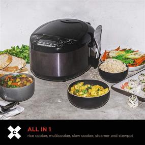 img 3 attached to 🍲 Crux 12 Cup Multi-Cooker: Rice Cooker, Slow Cooker, Food Steamer, and More - Easy One-Pot Healthy Meals in Black, Dishwasher Safe