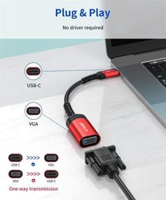 img 3 attached to 🔌 Адаптер USB C к VGA высокого качества - JSAUX Тип-C мужской к VGA женскому преобразователю для MacBook Pro/iPad Pro 2020, Dell XPS, Surface Book 2, Samsung Galaxy S21 S20 S10 - Красный