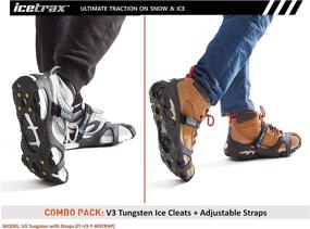 img 2 attached to 🥶 ICETRAX V3 Tungsten Ice Cleats and Straps Combo Pack - Winter Ice Grips for Shoes and Boots with Anti-Slip Grippers, StayON Toe, Reflective Heel