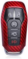 🔑 enhance your ford mustang experience with topsmart red carbon fiber remote key cover shell logo