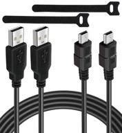 🎮 2-pack 10ft mini usb charger cable for ps3 controller - sync cord for sony playstation 3 ps3/ ps3 slim/ps move wireless controllers - play & charge logo