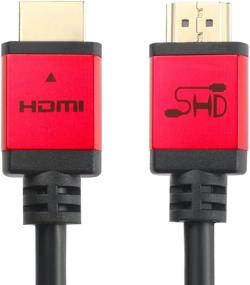 img 2 attached to 🔌 SHD HDMI-кабель 30 футов - HDMI-кабель высокой скорости 2.0V UHD 18 Гбит/с - Поддерживает 4K, 3D, 1080P, Ethernet, аудиовозврат - Кабель с рейтингом CL3 с золотыми покрытыми разъемами - Черный кабель с красным металлическим корпусом.