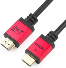 img 3 attached to 🔌 SHD HDMI-кабель 30 футов - HDMI-кабель высокой скорости 2.0V UHD 18 Гбит/с - Поддерживает 4K, 3D, 1080P, Ethernet, аудиовозврат - Кабель с рейтингом CL3 с золотыми покрытыми разъемами - Черный кабель с красным металлическим корпусом.
