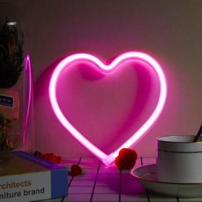 img 4 attached to 💖 Heart Neon Sign: Battery Operated/USB Powered LED Neon Light for Party, Home Décor, Table & Wall Decoration, Mother's Day & Kids Gift