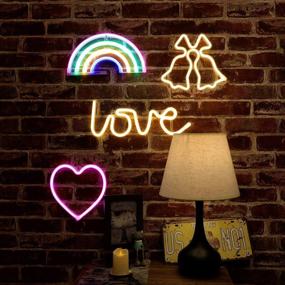 img 2 attached to 💖 Heart Neon Sign: Battery Operated/USB Powered LED Neon Light for Party, Home Décor, Table & Wall Decoration, Mother's Day & Kids Gift