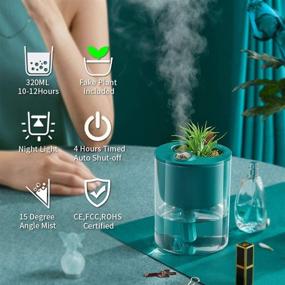 img 3 attached to 💧 DCMEKA Desk Humidifier - USB Cool Mist Mini Humidifier for Bedroom, Home, Baby, Office & Car - Quiet Ultrasonic, Lasts Up to 10 Hours - LED Light, Timed Auto Shut Off (Green)