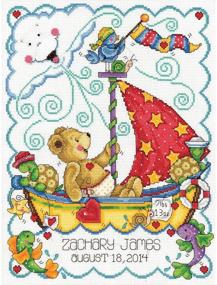 img 1 attached to 🚢 Tobin Sail Away Baby Cross Stitch Kit, Size 11" x 14