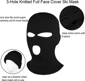 img 1 attached to 🎿 Aneco Full Face Cover Balaclava Winter Sports Mask for Adults - Knitted 3-Hole Ski Mask for Outdoor Winter Activities