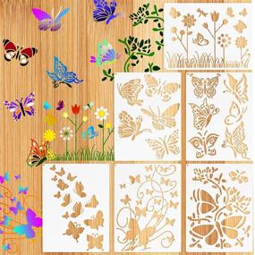 img 4 attached to 🦋 Versatile 6-Piece Butterfly & Dandelion Stencils: Reusable Template for DIY Crafts, Wood Painting & Home Decor