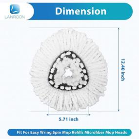 img 2 attached to 🧹 LANROON 6-Pack EasyWring Spin Mop Refill Set with 1-Pack Spin Mop Base Part - Replacement Head Microfiber Refills Kit for Spin Mop