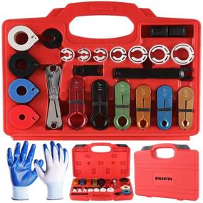 img 4 attached to 🔧 22Pcs Master Disconnect Set with Glove - Quick Disconnect Tool for Automotive AC, Fuel Line, and Transmission Oil Cooler Line Disconnects, Scissor-Type Remover - Compatible with Ford, Chevy, GM Models