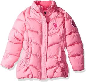 img 1 attached to 🧥 U.S. Polo Assn. Girls' Bubble Jacket with Faux Fur Hood Trim