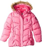 🧥 u.s. polo assn. girls' bubble jacket with faux fur hood trim логотип