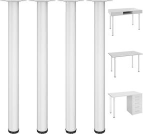 img 4 attached to 🪑 Kullavik 28 Inch Adjustable Desk Legs Set - Heavy Duty Metal Furniture Legs for Office, Coffee & Kitchen Table - Durable & Stylish - White (Set of 4)