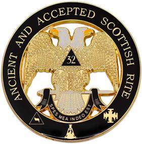 img 1 attached to 🔺️ 32nd Degree Ancient & Accepted Scottish Rite Round Masonic Auto Emblem - Black & Gold Design, 3'' Diameter