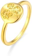 роскошное печатное кольцо с цветком yfigo: минималистичное заявление, покрытое золотом 18 карат, идеальный персонализированный подарок для женщин/девочек. логотип