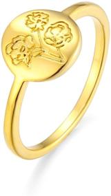 img 3 attached to 💐 Exquisite Yfigo Handmade Flower Signet Ring: 18K Gold Plated Minimalistic Statement, Perfect Personalized Gift for Women/Girls