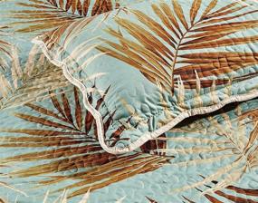img 3 attached to 🌴 2-Piece Tropical Palm Leaves Quilt Set - Fine Print, Twin/Twin XL Size Bed Cover, Bedspread Coverlet (Sage, Aqua, Brown, Khaki) by Masterplay