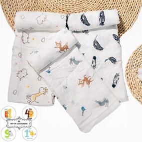 img 4 attached to 👶 Пеленки Alaz Baby из хлопкового муслина с ежемесячными наклейками: 100% органические, дышащие и легкие - 3 штуки, большой размер - идеально подходят для новорожденных девочек и мальчиков