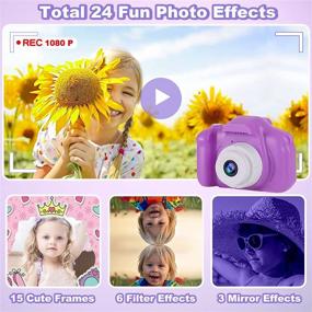 img 1 attached to Водонепроницаемая детская камера ASIUR для детей, девочек в возрасте от 3 до 8 лет, подарки на день рождения, видеорегистратор 1080P, детская цифровая камера, игрушки для малышей 3, 4, 5, 6, 7, 8 лет, подводная камера для девочек и мальчиков с SD-картой на 32 ГБ (фиолетовый)