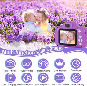 img 3 attached to Водонепроницаемая детская камера ASIUR для детей, девочек в возрасте от 3 до 8 лет, подарки на день рождения, видеорегистратор 1080P, детская цифровая камера, игрушки для малышей 3, 4, 5, 6, 7, 8 лет, подводная камера для девочек и мальчиков с SD-картой на 32 ГБ (фиолетовый)