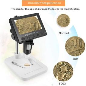 img 3 attached to Amoper 4.3 inch LCD Digital Microscope: 10X-600X Magnification, Coin USB Microscope Video Camera Recorder with Rechargeable Lithium Battery - Ideal for Adults Repair Soldering Jewelry Kids Outdoors